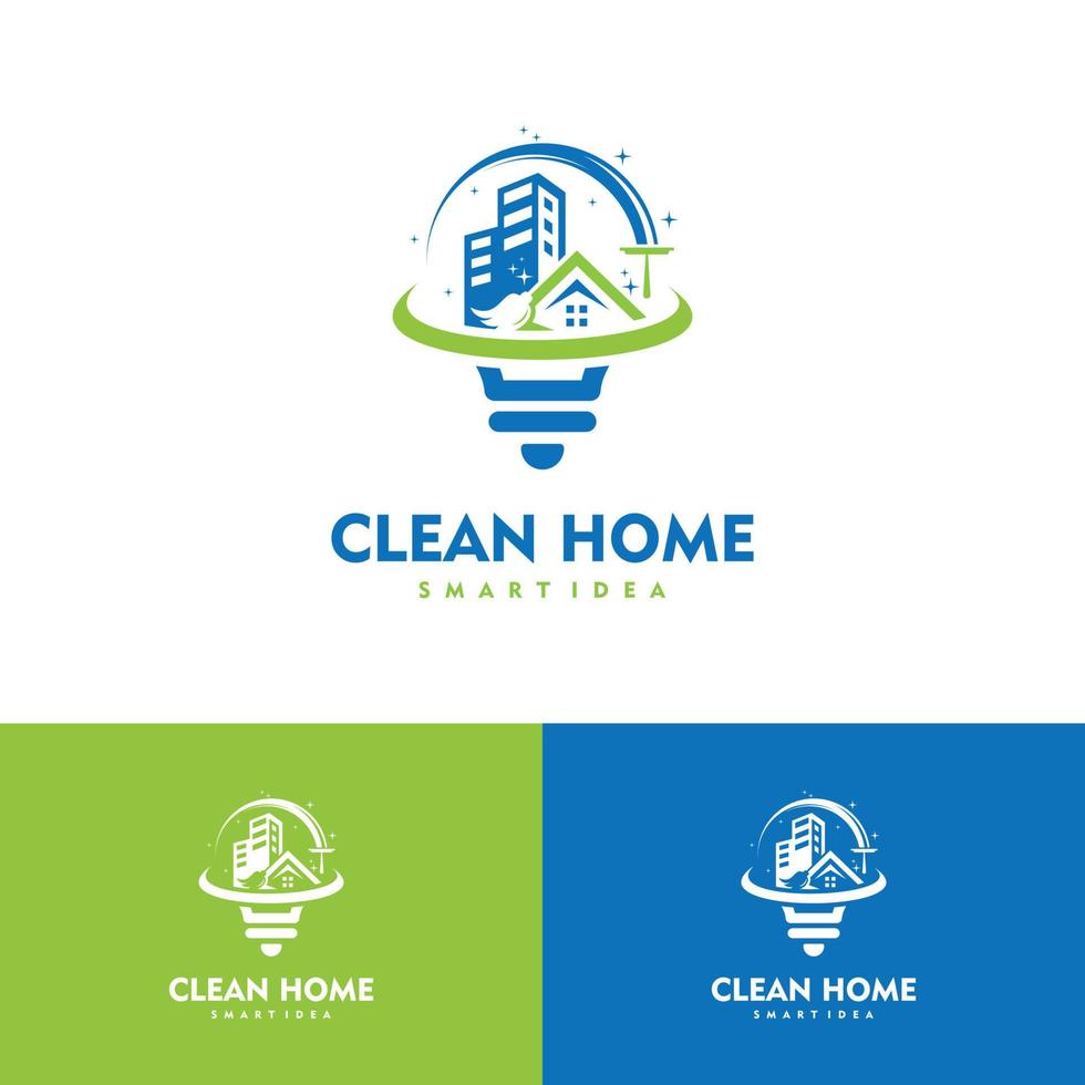 casa pulita idea intelligente concetto di design lampadina logo illustrazione vettoriale