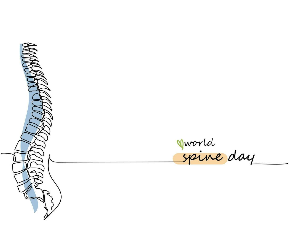 mondo colonna vertebrale giorno nel ottobre linea arte. vettore