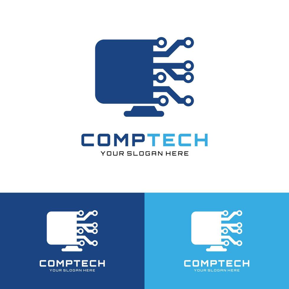 schermo computer tech, riparazione, servizi logo illustrazione vettoriale