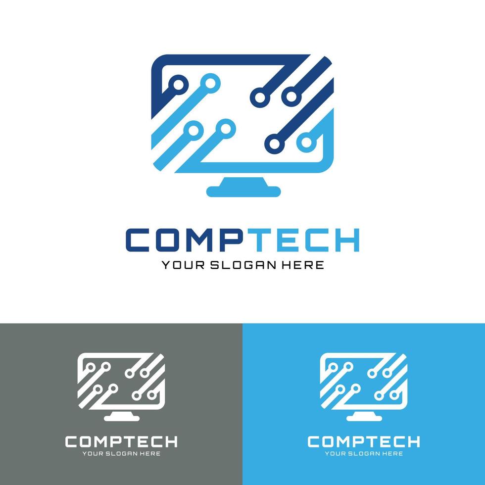 schermo computer tech, riparazione, servizi logo illustrazione vettoriale