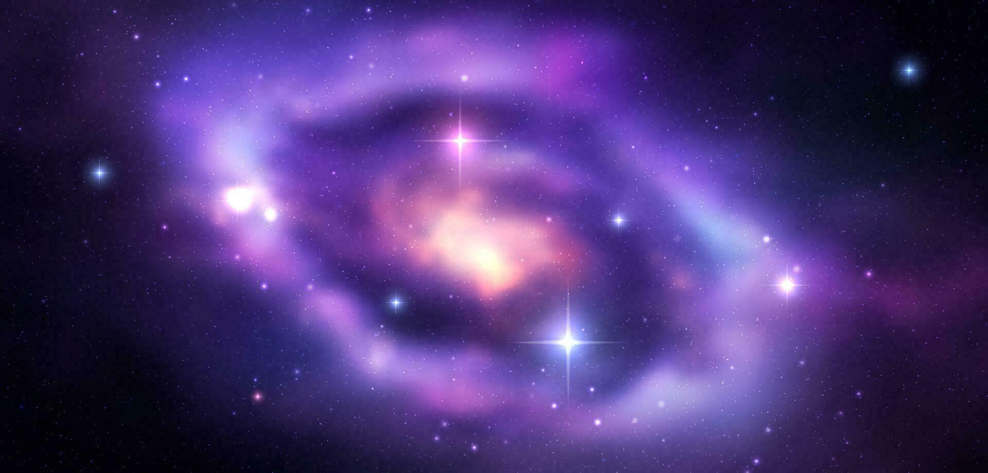 spazio vettore sfondo con realistico nebulosa e splendente stelle. Magia colorato galassia con polvere di stelle