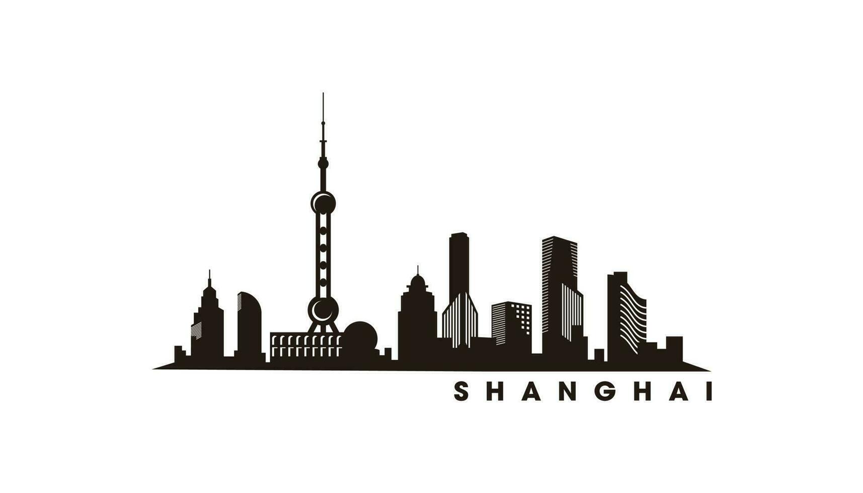 shanghai orizzonte e punti di riferimento silhouette vettore