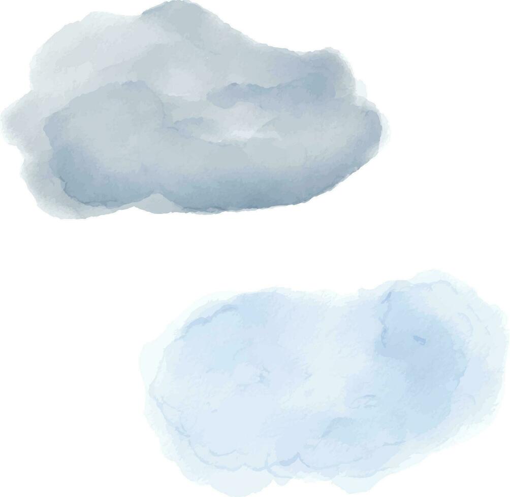 acquerello illustrazione con astratto nuvole per bambino isolato su bianca sfondo. mano disegnato neutro nube. elementi nel pastello occhiali da sole per compleanno cartolina o neonato doccia, invito vettore