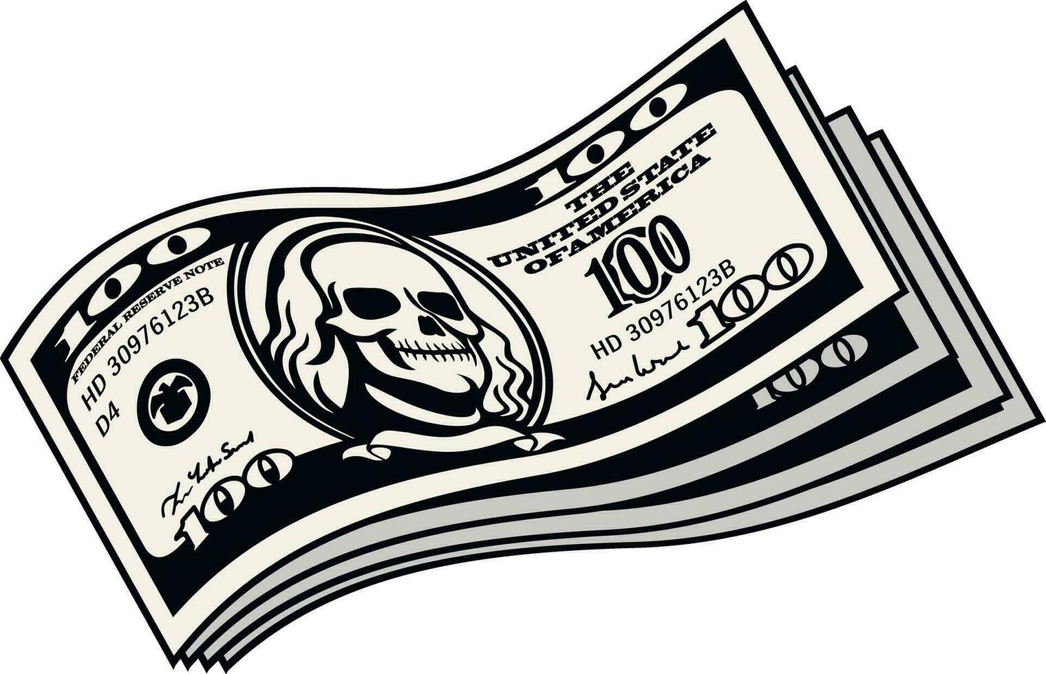 dollaro banconota con cranio vettore