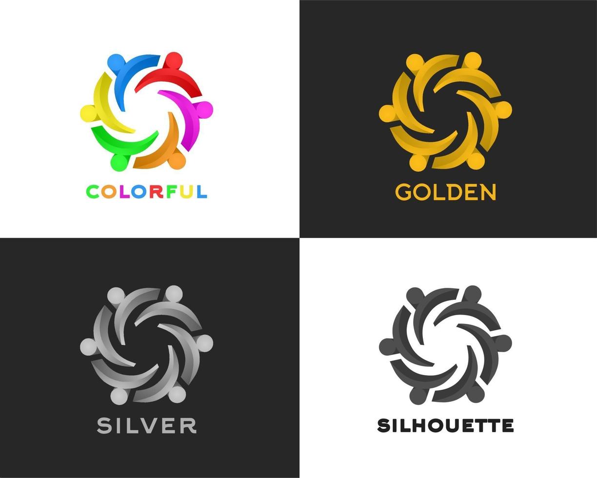 modello logo persone, design circolare per 6 persone vettore