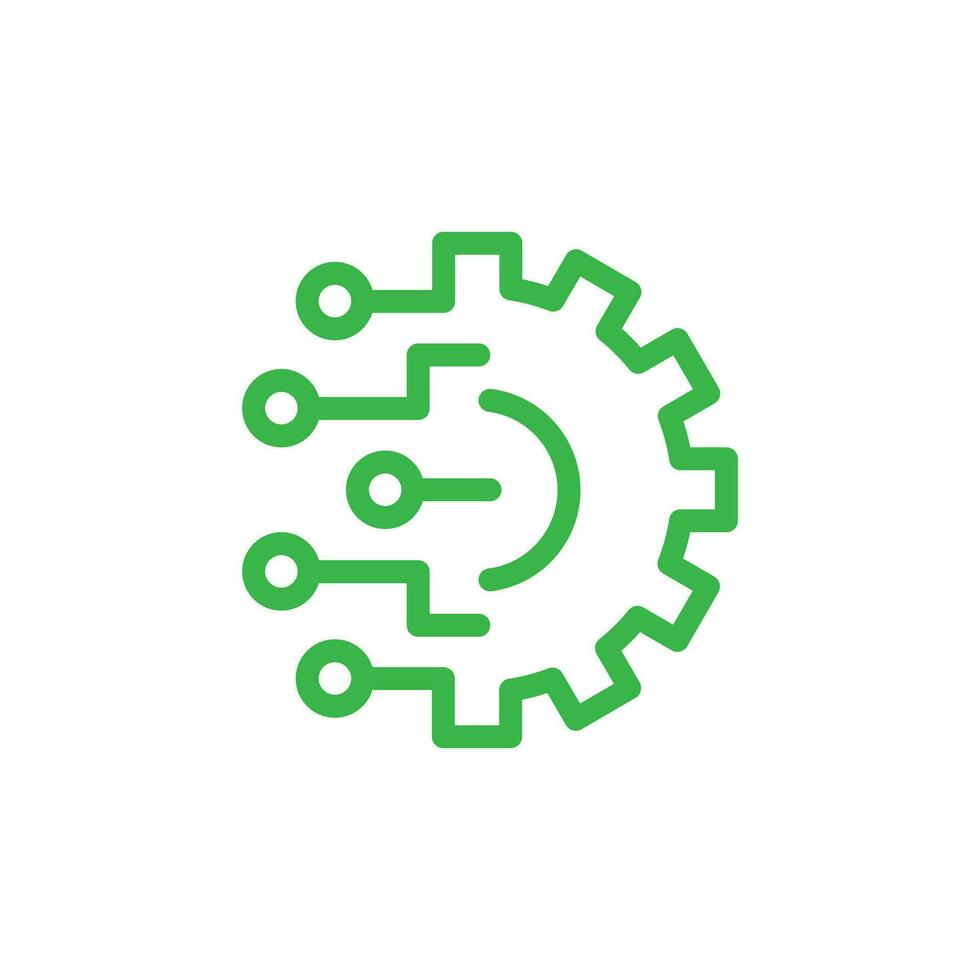 verde digitale tecnologia Ingranaggio linea arte icona concetto isolato su bianca sfondo. ruota dentata schema vettore illustrazione