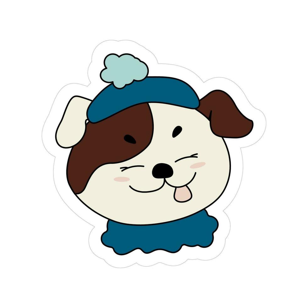 il isolato vettore più carino poco cane nel il blu cappello per Natale adesivi