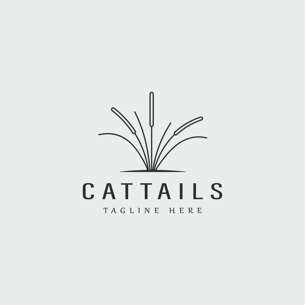 cattails linea arte logo vettore illustrazione modello grafico design