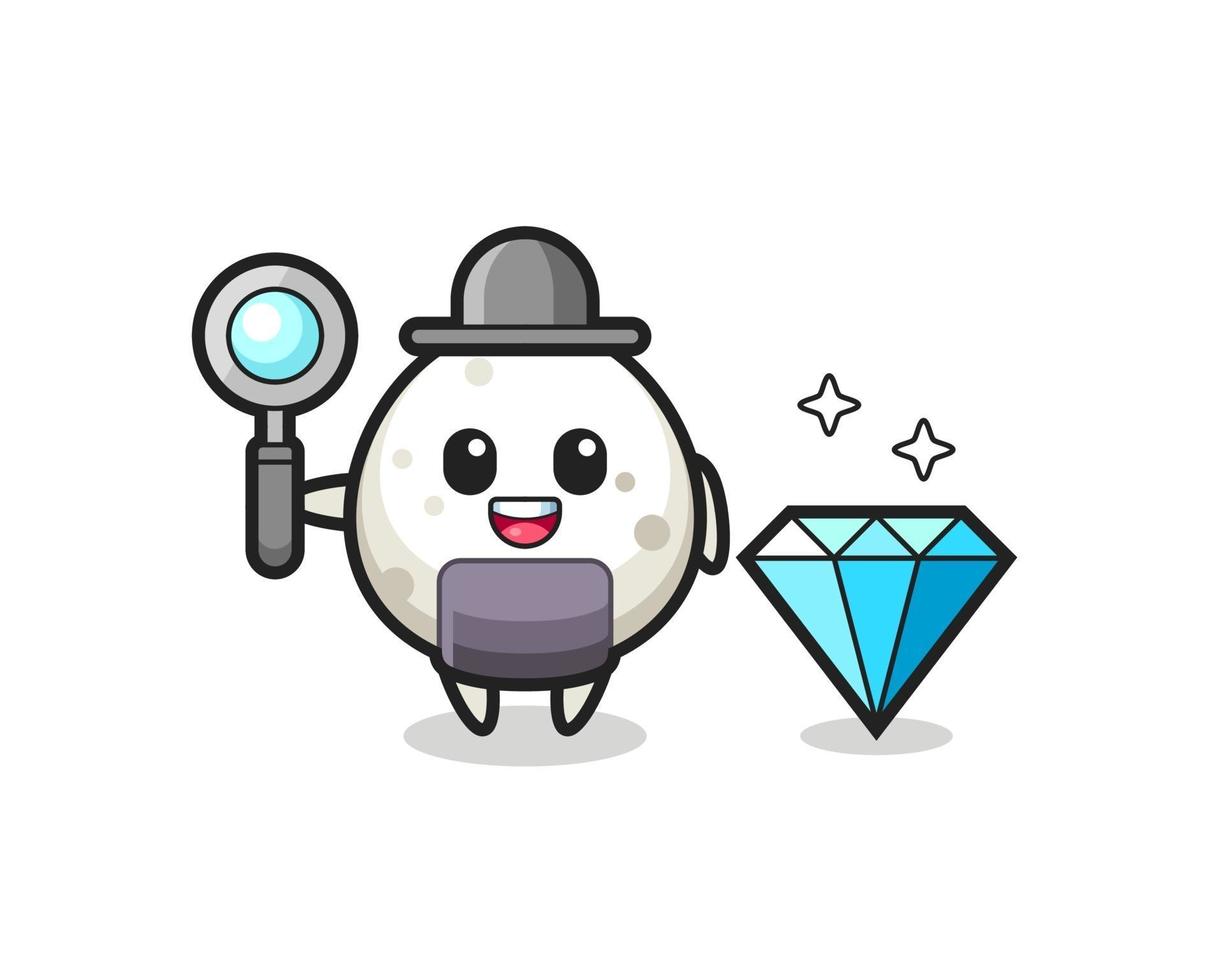 illustrazione del personaggio onigiri con un diamante vettore