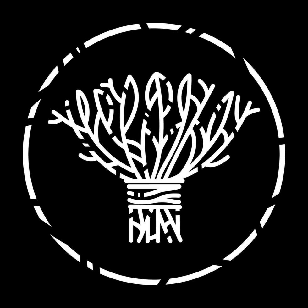 linea logo fiori su un' nero sfondo nel un astratto stile. minimalista stilizzato mazzo di fiori disegno per floreale attività commerciale, icona, design decorazione, branding.vettore illustrazione vettore