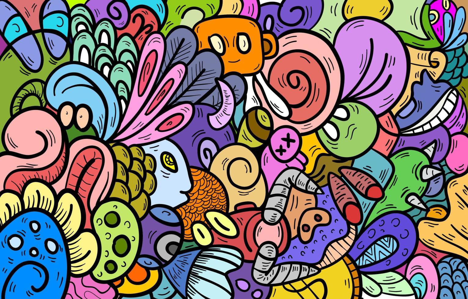 sfondo colorato doodle astratto per stampa, banner, landing page vettore