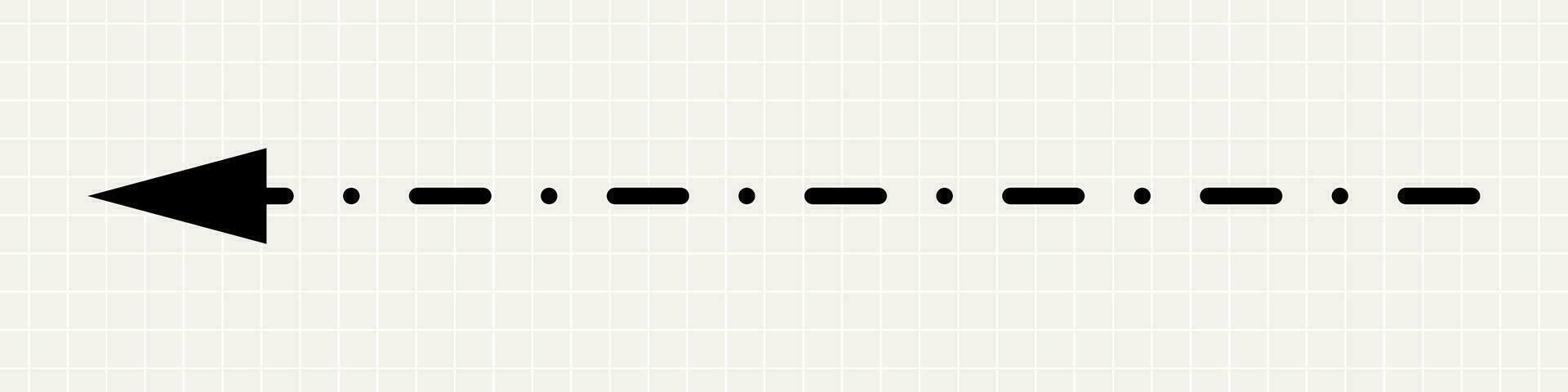 un' magro dritto nero freccia puntamento per il sinistra. un' minimalista pointer fatto di Linee e puntini su un' taccuino sfondo. vettore