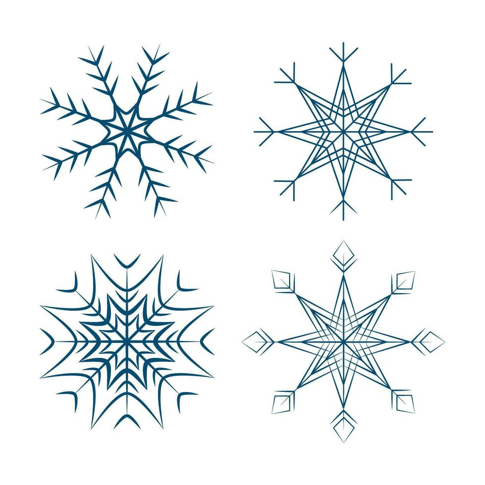 impostato di 4 fantasia fiocchi di neve. design elementi per Natale o nuovo anno saluti o inviti vettore