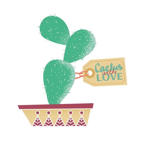 Cactus in una pentola. Stampare. vettore