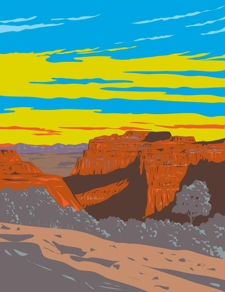 canyonlands nazionale parco nel moab Utah wpa manifesto arte vettore