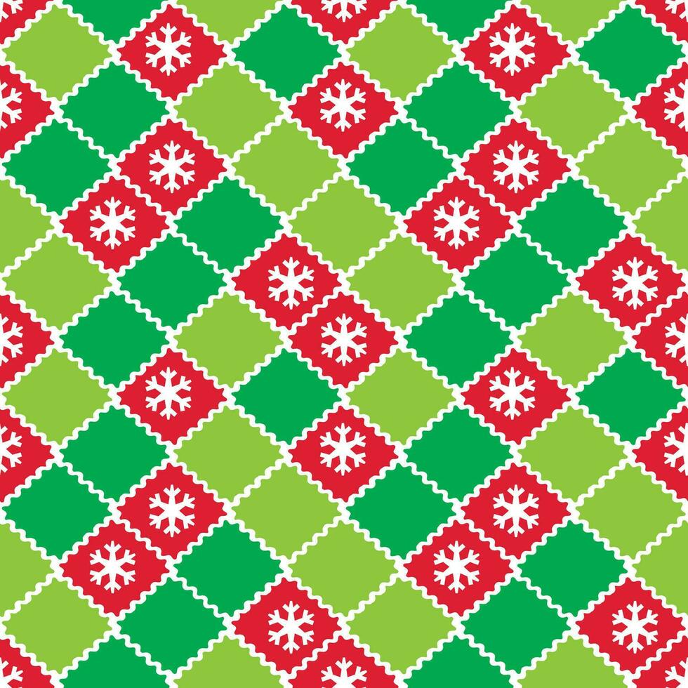 Natale i fiocchi di neve e Rick cremagliera senza soluzione di continuità modello- rosso, verde, e bianca sfondo- Natale vettore illustrazione