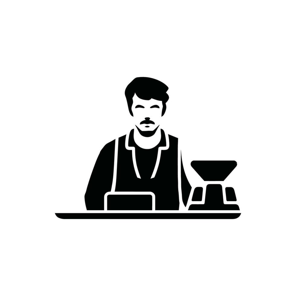 barista icona su bianca sfondo - semplice vettore illustrazione