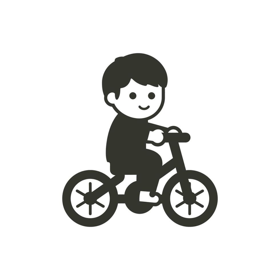 un' bambino piccolo su un' triciclo icona su bianca sfondo - semplice vettore illustrazione