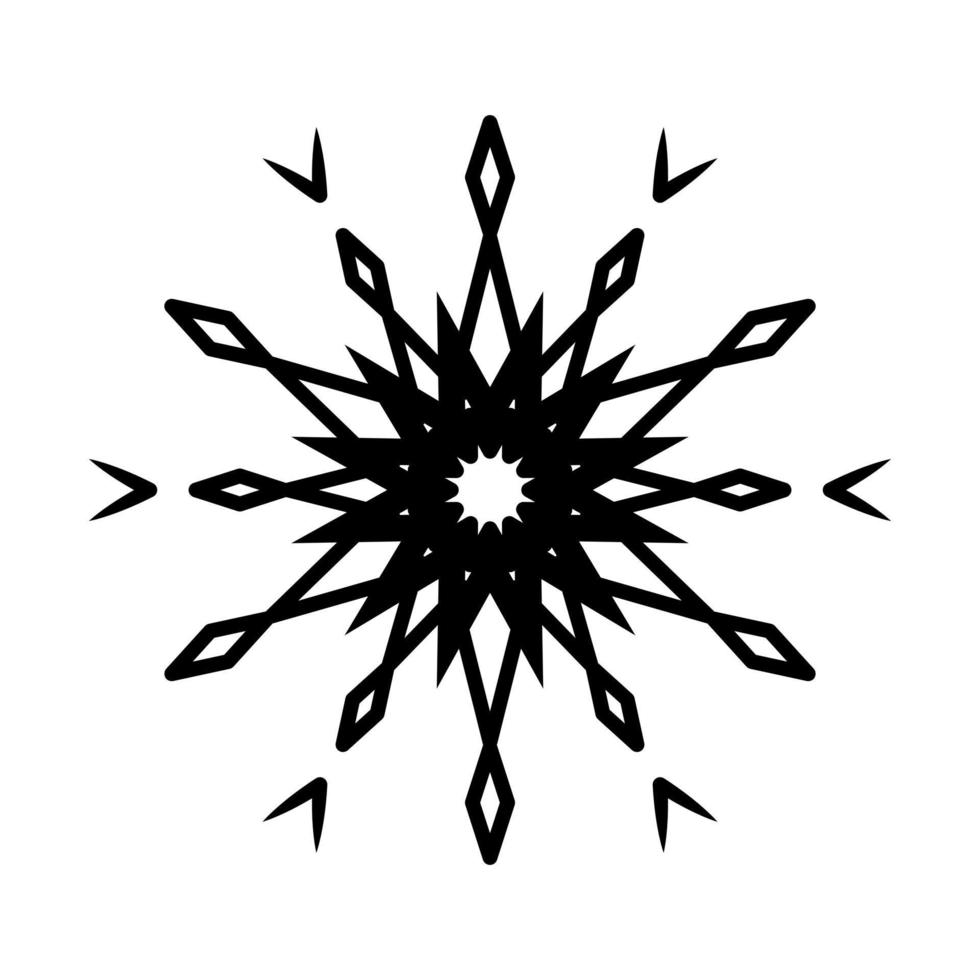 semplice fiocco di neve di linee nere. decorazione festiva per capodanno e natale vettore