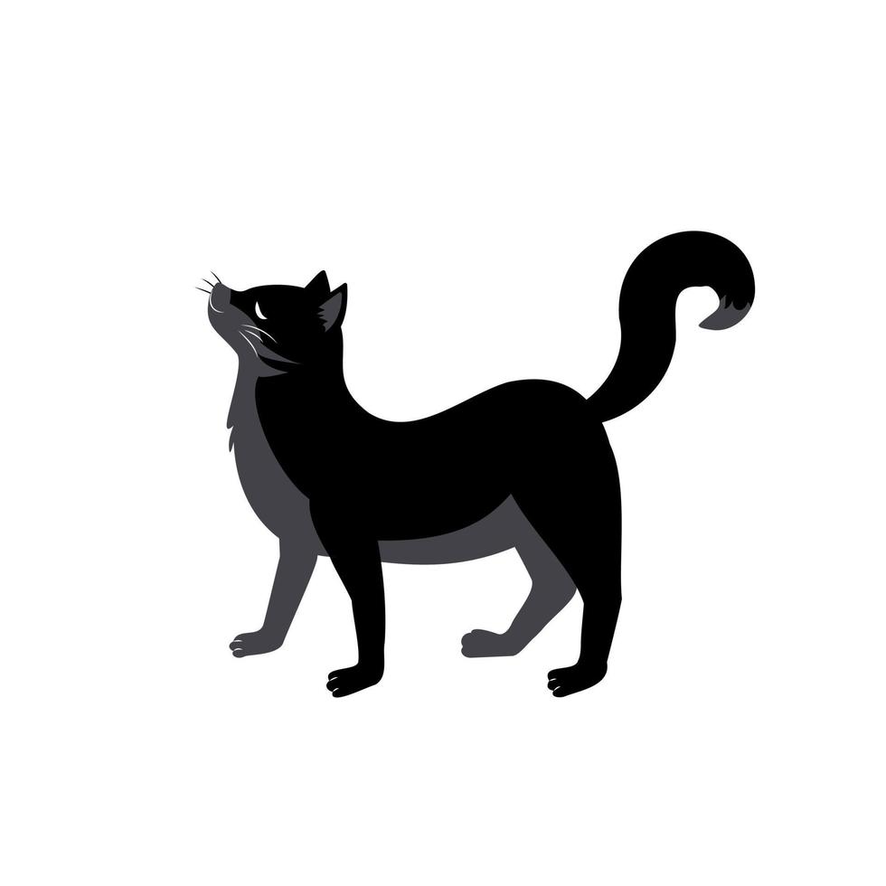 gatto nero con dorso ricurvo e coda rialzata vettore