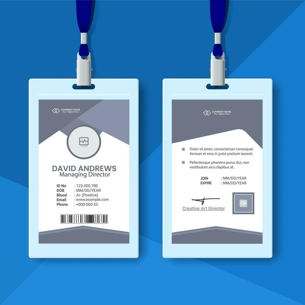 moderno e pulito attività commerciale id carta e alunno identità carta modello design e dipendente identità carta vettore