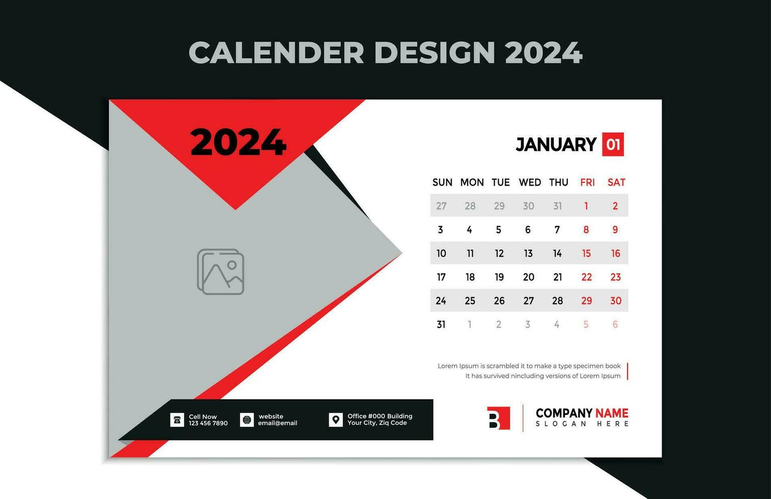calandra design per 2024, creativo e completamente modificabile vettore, contento nuovo anno vettore