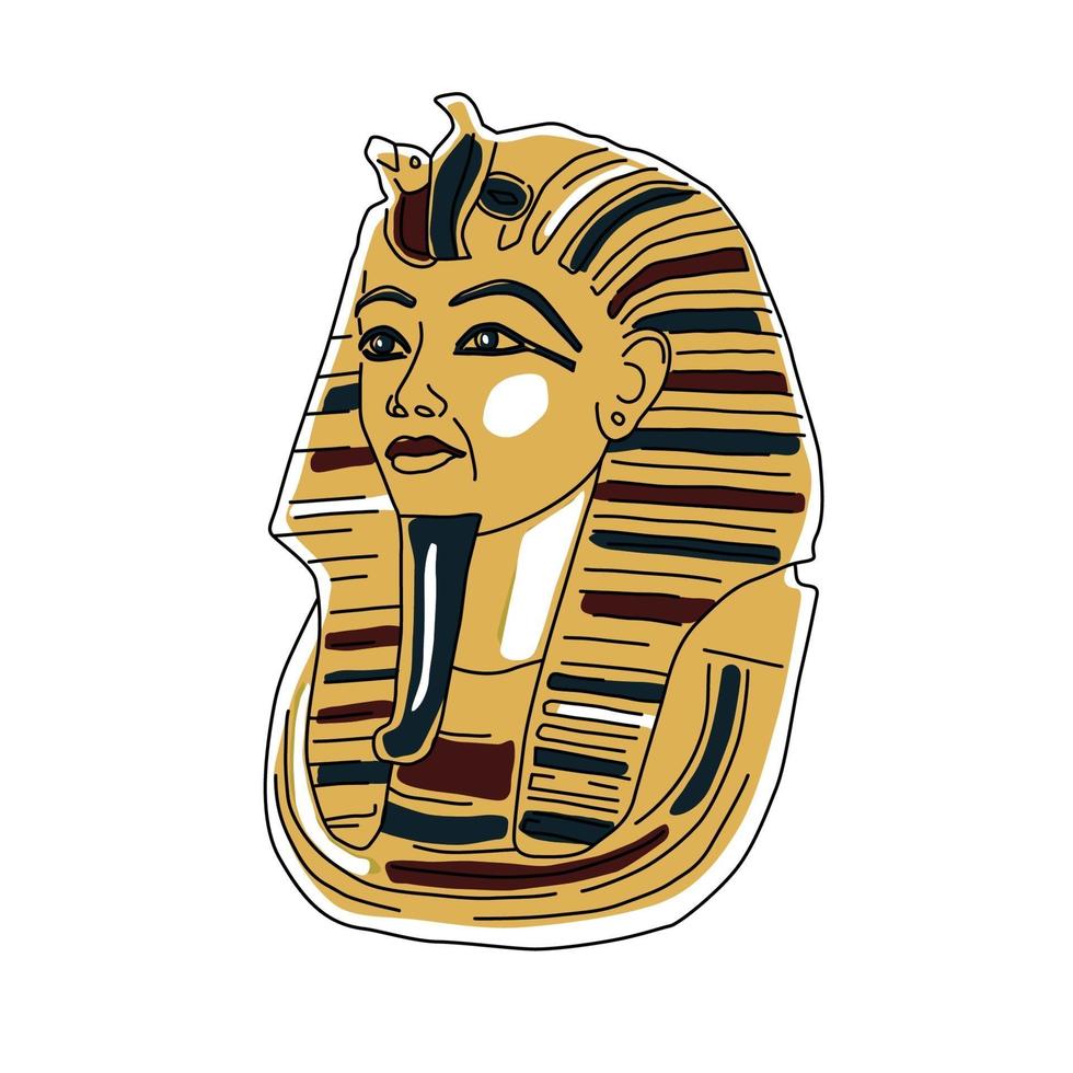 icona egiziana della maschera dei faraoni d'oro isolata piatta vettore