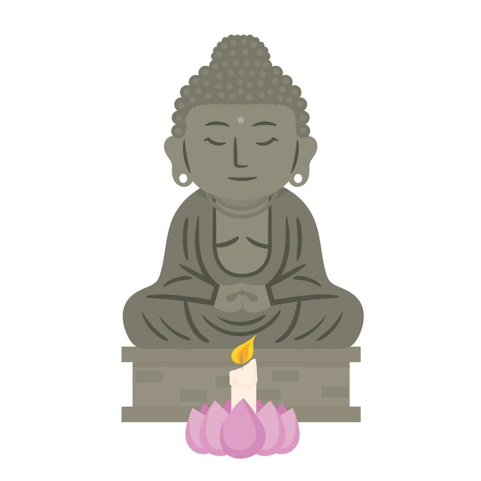 poco Budda cartone animato personaggio meditazione su loto fiore vettore