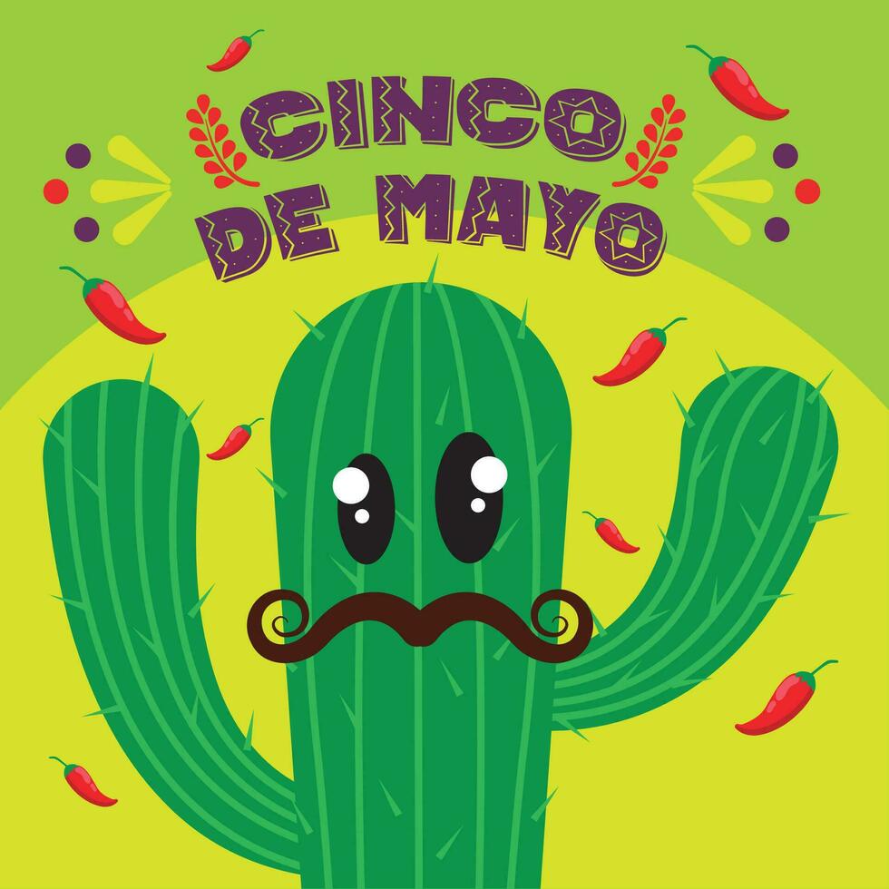 cinco de mayo manifesto cactus cartone animato personaggio vettore illustrazione