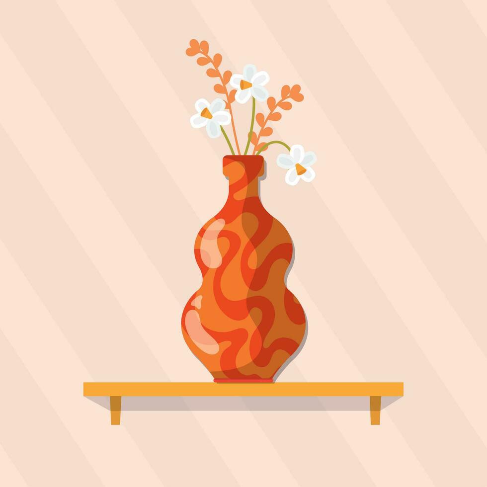 isolato colorato artigiano vaso con le foglie icona vettore illustrazione