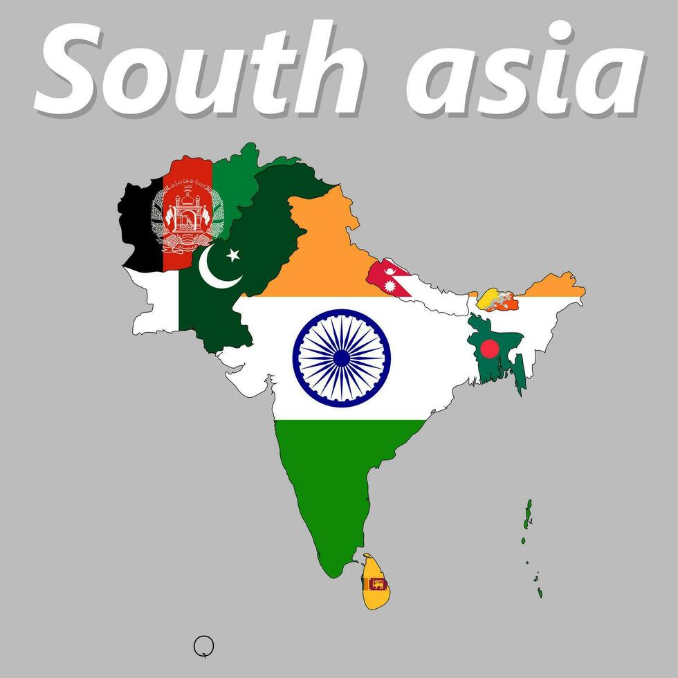 vettore carta geografica di Sud Asia. separato strati e nomi.