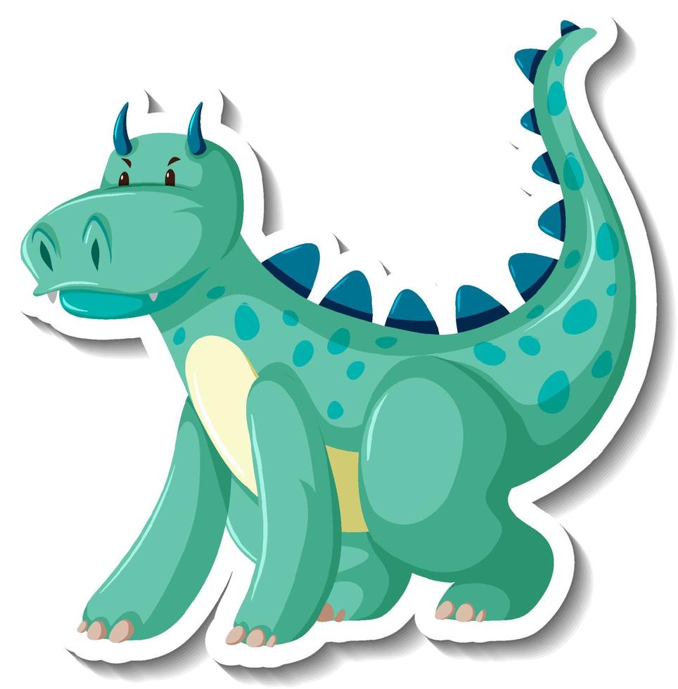 simpatico adesivo personaggio dei cartoni animati drago verde vettore