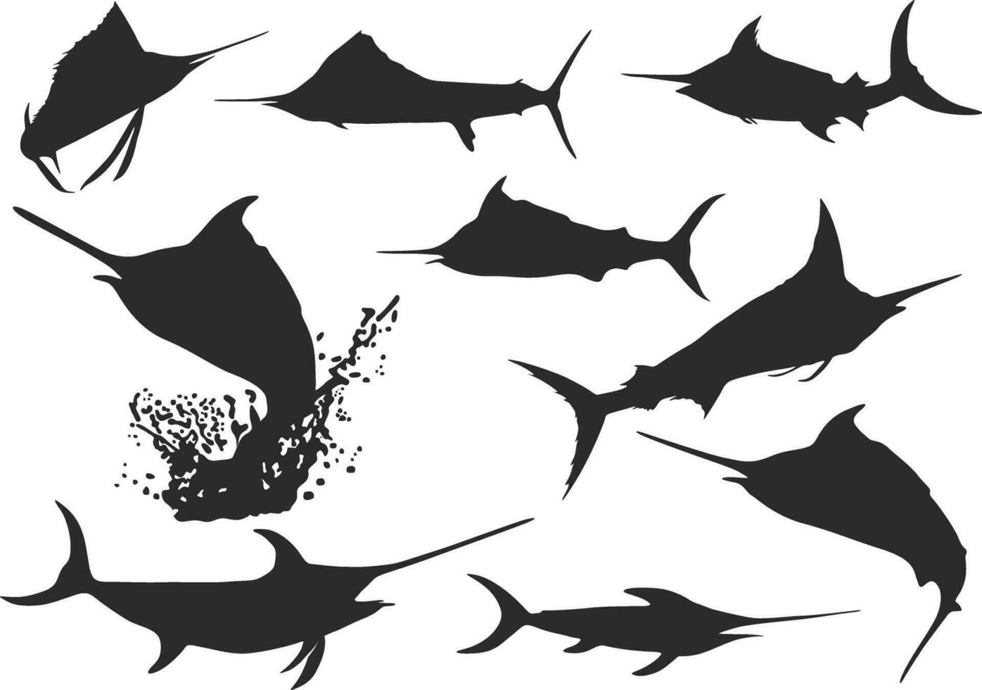 pesce spada silhouette, spada pesce vettore, pesce spada clipart, pesce spada icona, pesce silhouette vettore