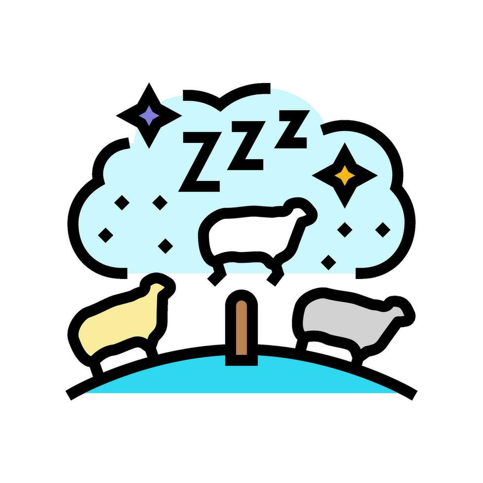 conteggio pecora dormire notte colore icona vettore illustrazione