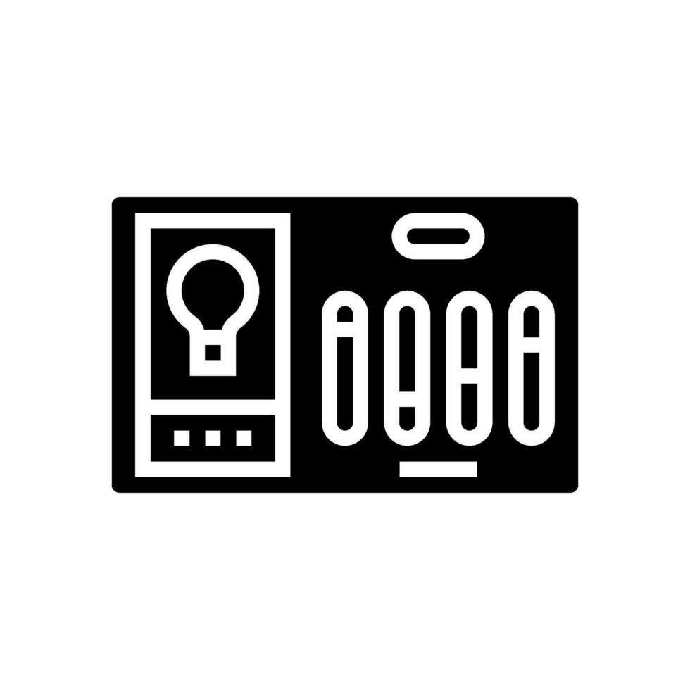 illuminazione controlli efficiente glifo icona vettore illustrazione