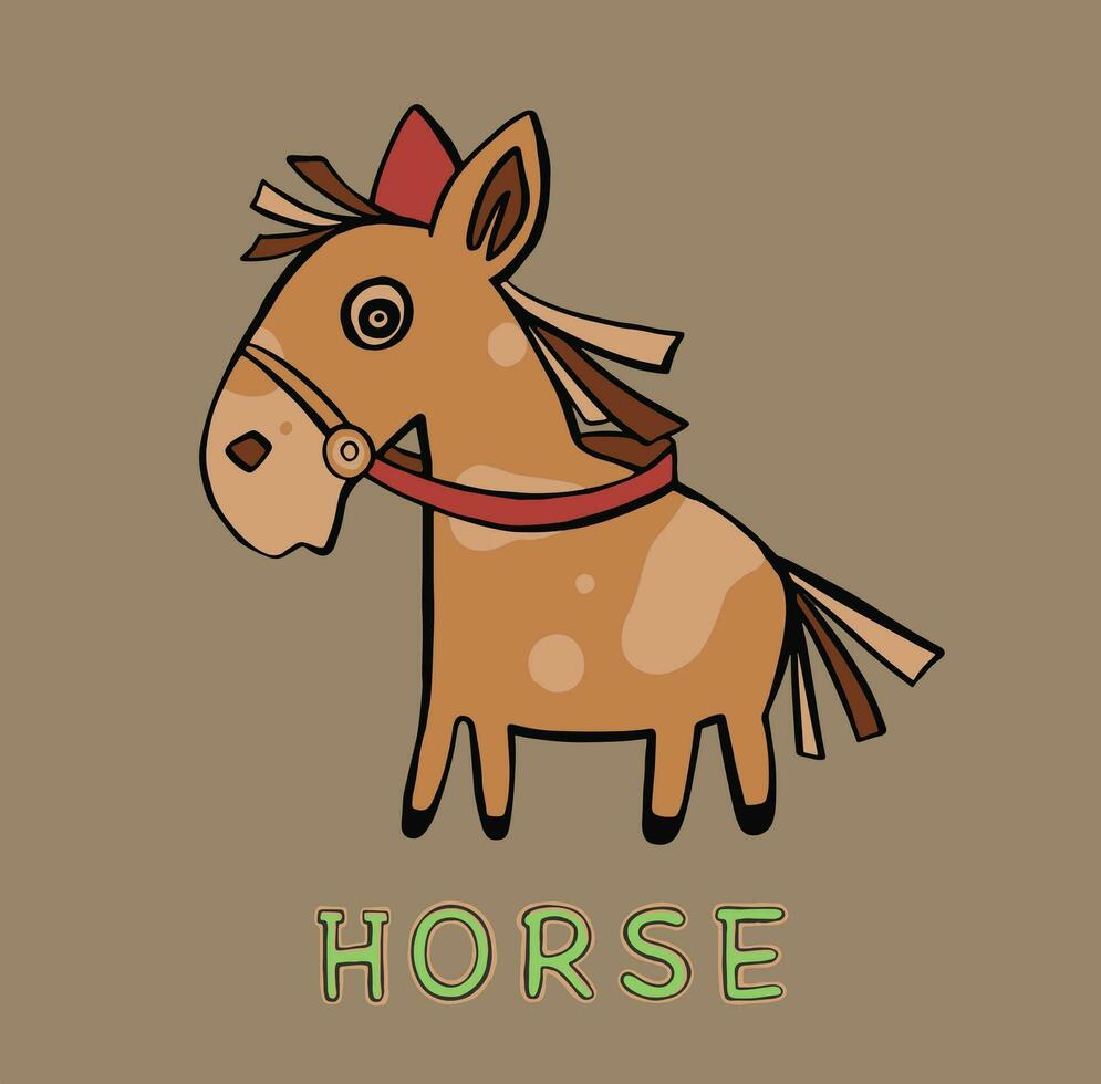 cartone animato cavallo in esecuzione , qualità illustrazione. piccolo icona per scorta. vettore