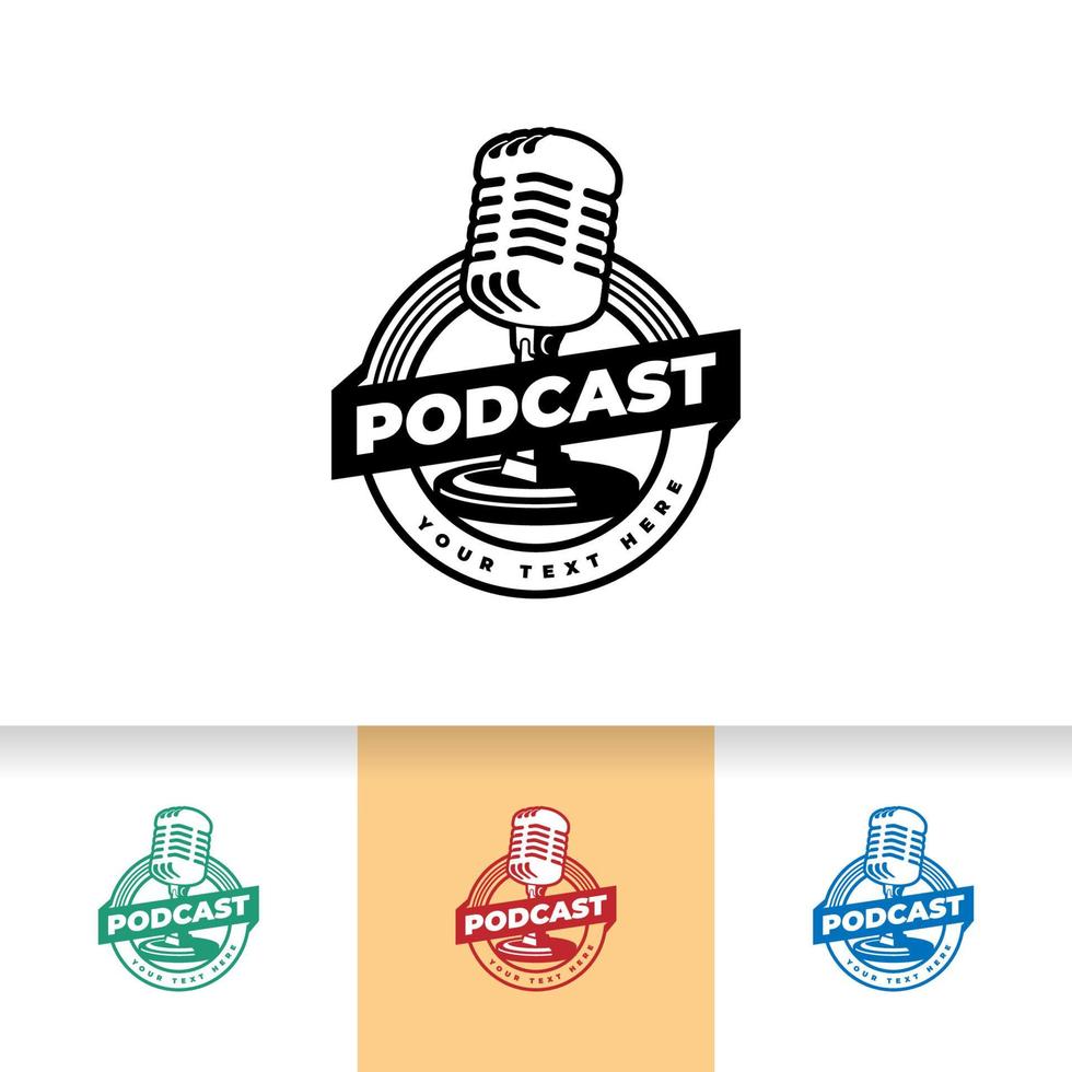 podcast o logo del karaoke vocale del cantante con l'icona del microfono vettore
