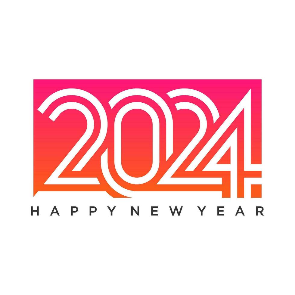 contento nuovo anno 2024 design. con colorato troncato numero illustrazioni. premio vettore design per manifesto, striscione, saluto e nuovo anno 2024 celebrazione.