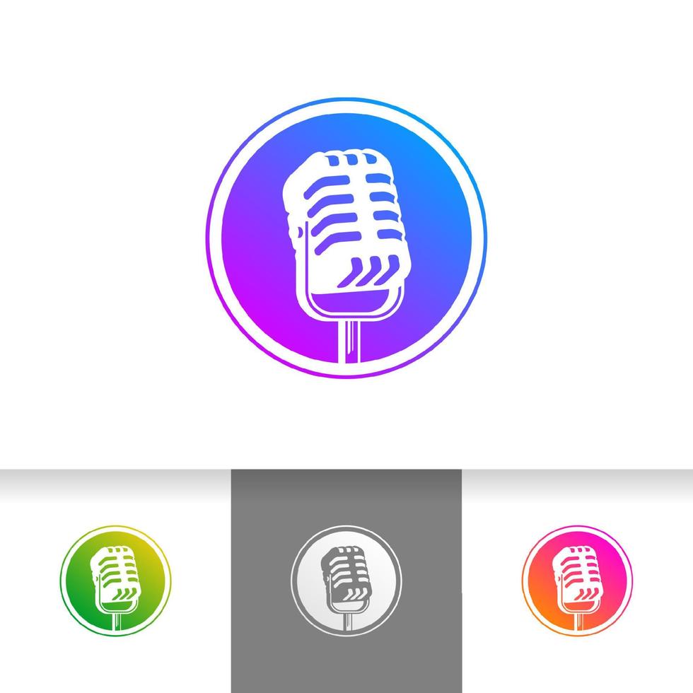 microfono microfono illustrazione vettoriale per podcast o karaoke logo emblema