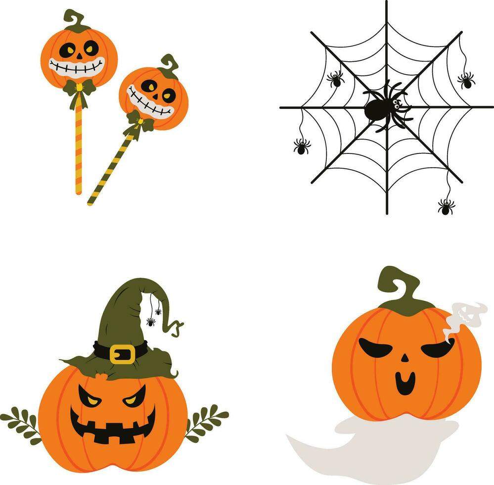 carino Halloween illustrazione con semplice cartone animato design. isolato vettore impostare.