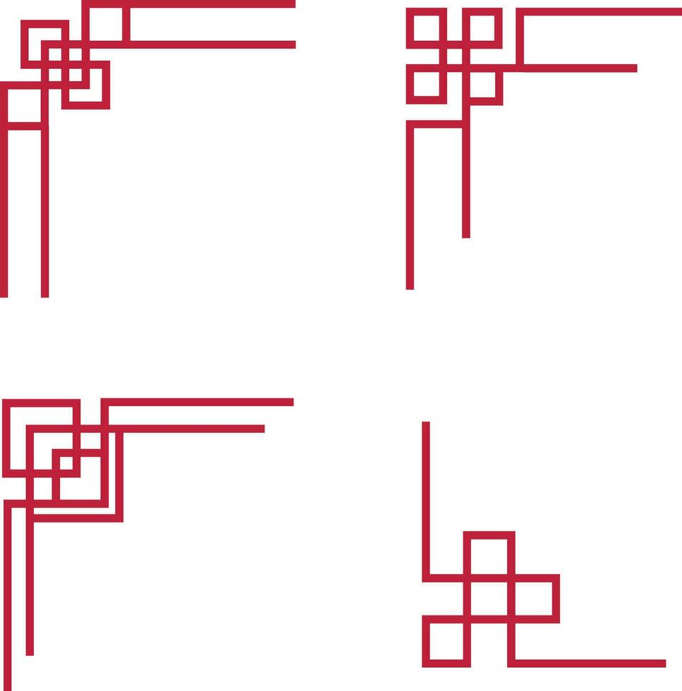 collezione di Cinese tradizionale angolo. geometrico design. isolato su bianca sfondo. vettore illustrazione.
