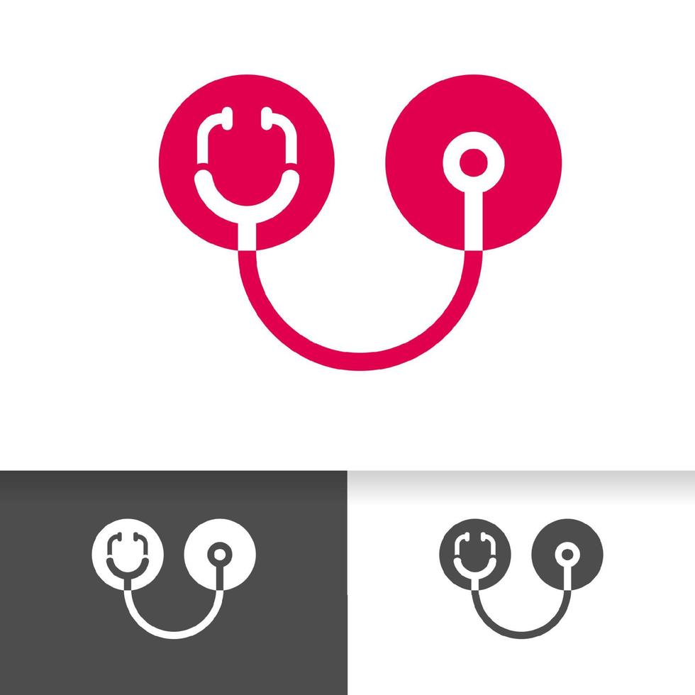 modello di progettazione di logo di discorso medico. stetoscopio isolato su chat bolla vettore