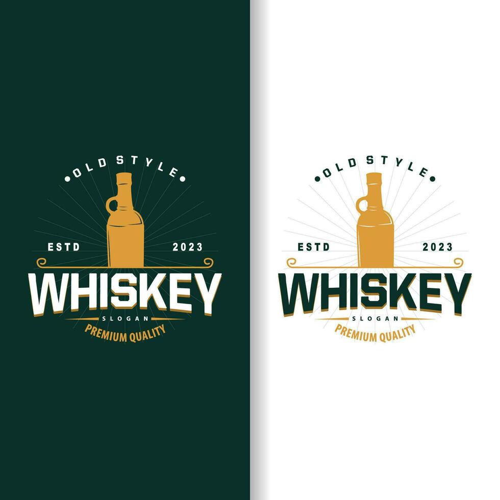 whisky logo, bevanda etichetta design con vecchio retrò Vintage ▾ ornamento illustrazione premio modello vettore