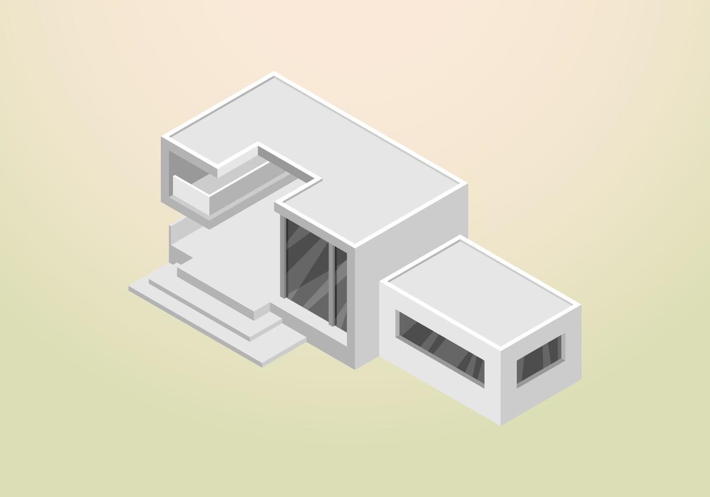 disegno isometrico del modello di vettore di casa moderna e minimalista