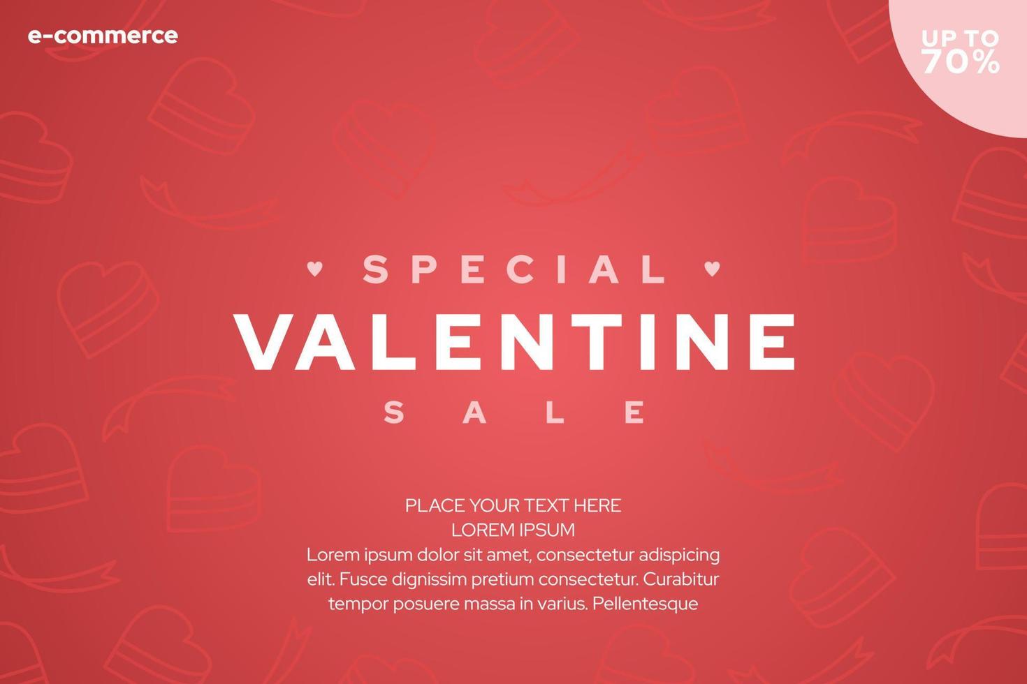 design di banner per la promozione delle vendite di San Valentino adatto per post sui social media, brochure, poster, banner web ecc. vettore