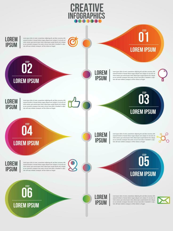 attività commerciale Infografica design modello con icone e 6 numeri opzioni o passi. può essere Usato per processi presentazioni, flusso di lavoro disposizione, diagramma, striscione, flusso grafico, Informazioni grafico. vettore