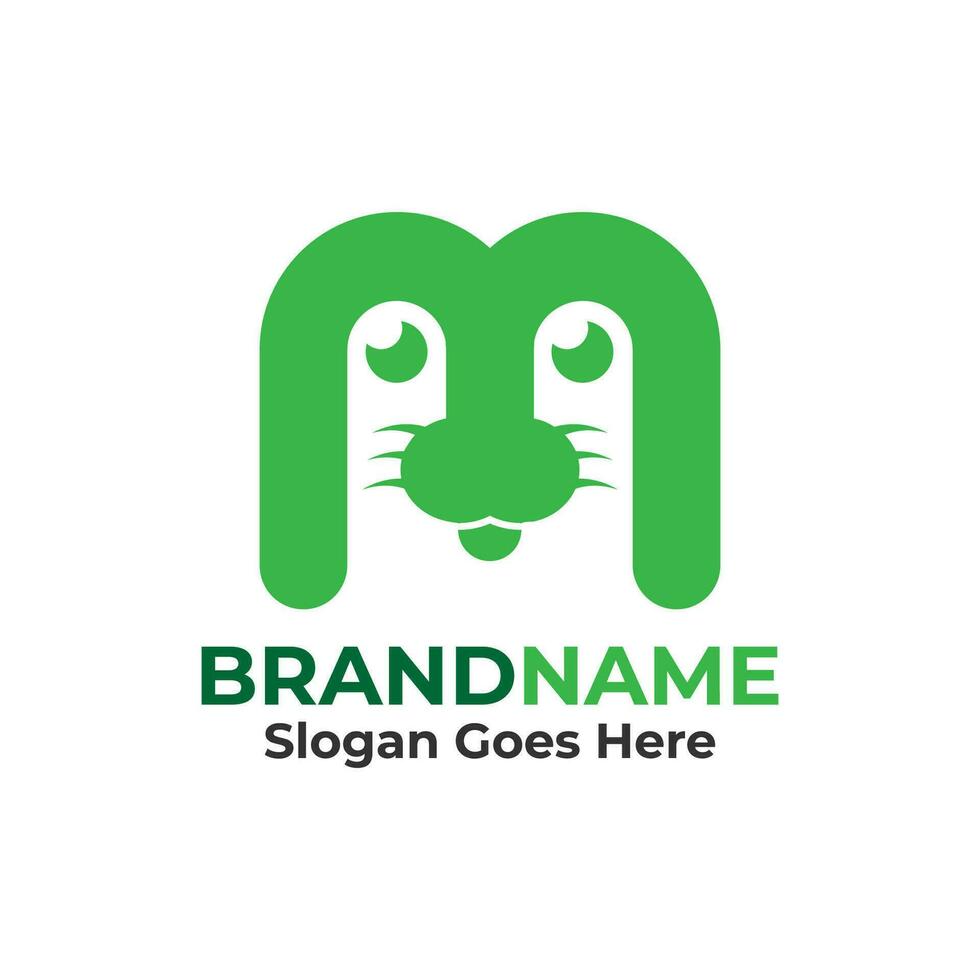 creativo cane con lettera m logo design modello. moderno animale icona per negozio, veterinario clinica, attività commerciale servizio. vettore