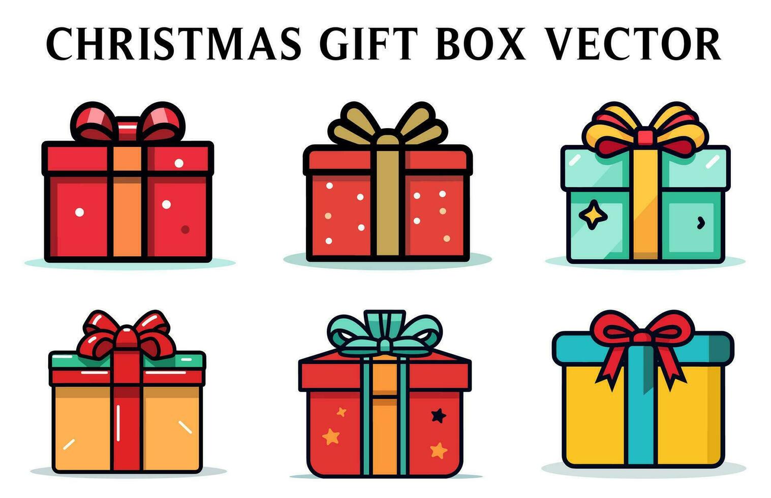 Natale presente scatola vettore fascio, Natale colorato regalo scatola illustrazione impostato