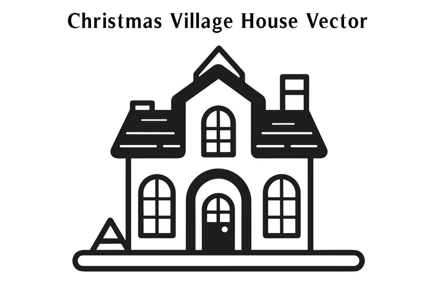 Natale villaggio Casa silhouette vettore gratuito