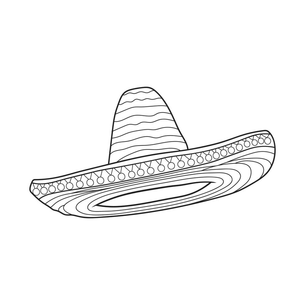 mano disegnato bambini disegno cartone animato vettore illustrazione sombrero cappello isolato su bianca sfondo